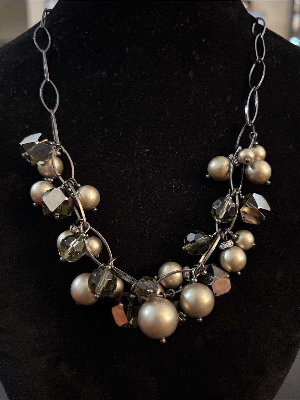 Gunmetal and Gray Cluster Necklace